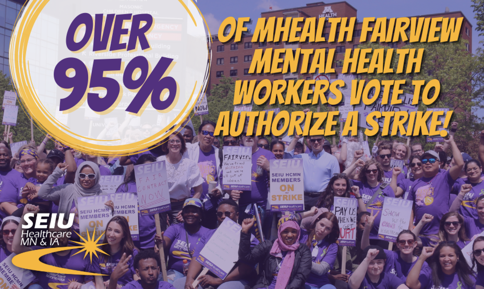 STRIKE VOTE: MN Mental Health Workers at MHealth Fairview & Allina Health Announce 98% Support for ULP Strike